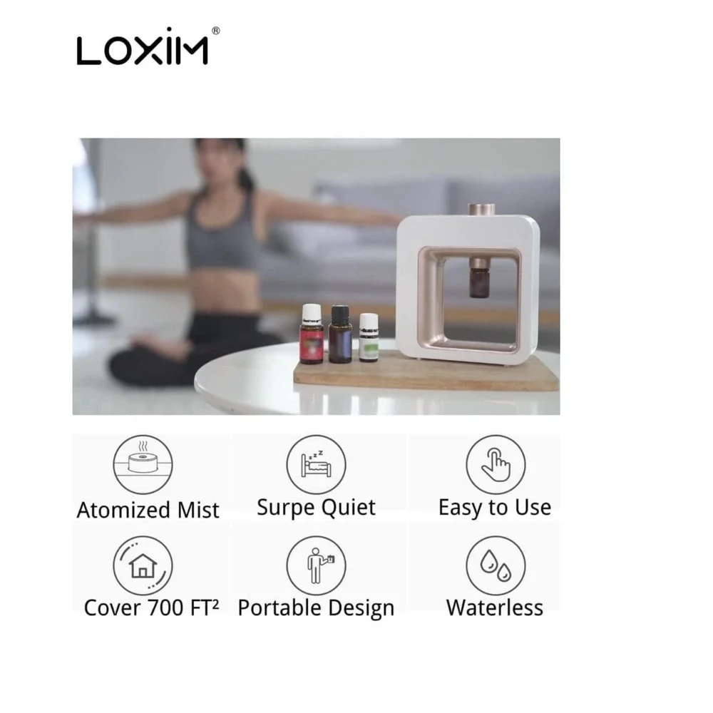 Loxim Waterless Essential Oil Diffuser White Gold Nebulizer USB-C Portable LX-01